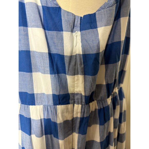 NWT J.Crew Factory Blue & White Gingham Tiered Midi Dress XL - Picture 14 of 16
